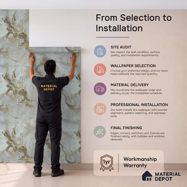 88402 | 5 Meter x 42 Inches Marble Look Wallpaper - 57.41 Sq. Ft. | Minimum 10% wastage during installation