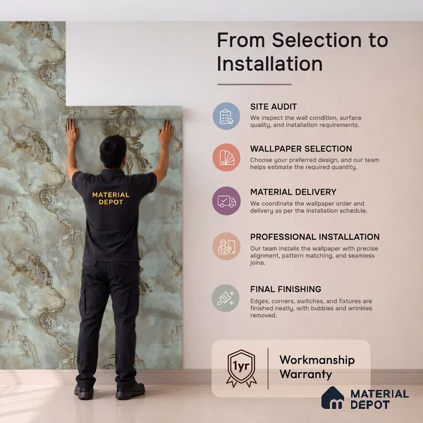 88405 | 5 Meter x 42 Inches Marble Look Wallpaper - 57.41 Sq. Ft. | Minimum 10% wastage during installation