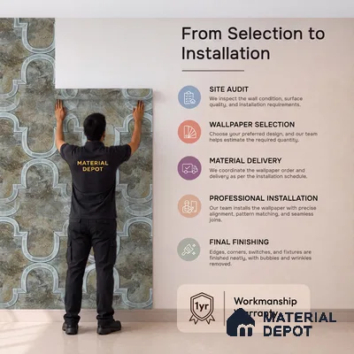 88901 | 5 Meter x 42 Inches Patterned Look Wallpaper - 57.41 Sq. Ft. | Minimum 15% wastage during installation