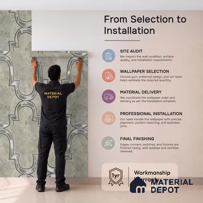 88904 | 5 Meter x 42 Inches Patterned Look Wallpaper - 57.41 Sq. Ft. | Minimum 15% wastage during installation