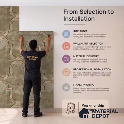 88906 | 5 Meter x 42 Inches Patterned Look Wallpaper - 57.41 Sq. Ft. | Minimum 15% wastage during installation