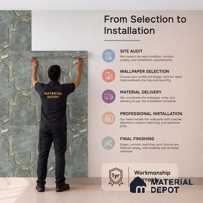 88905 | 5 Meter x 42 Inches Patterned Look Wallpaper - 57.41 Sq. Ft. | Minimum 15% wastage during installation