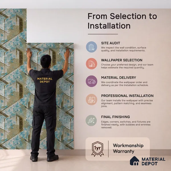 WK150-12 | 10 Meter x 21 Inches Geometric Look Wallpaper - 57.41 Sq. Ft. | Minimum 15% wastage during installation