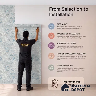 WK150-43 | Ice Blue Scattered Leaves Floral Wallpaper - 10 Meter x 21 Inches, 57.41 Sq. Ft. (Min. 15% Wastage)