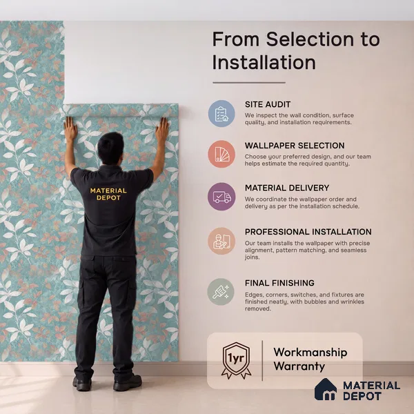 WK150-44 | Teal Coral Watercolor Leaves Floral Wallpaper - 10 Meter x 21 Inches, 57.41 Sq. Ft. (Min. 15% Wastage)