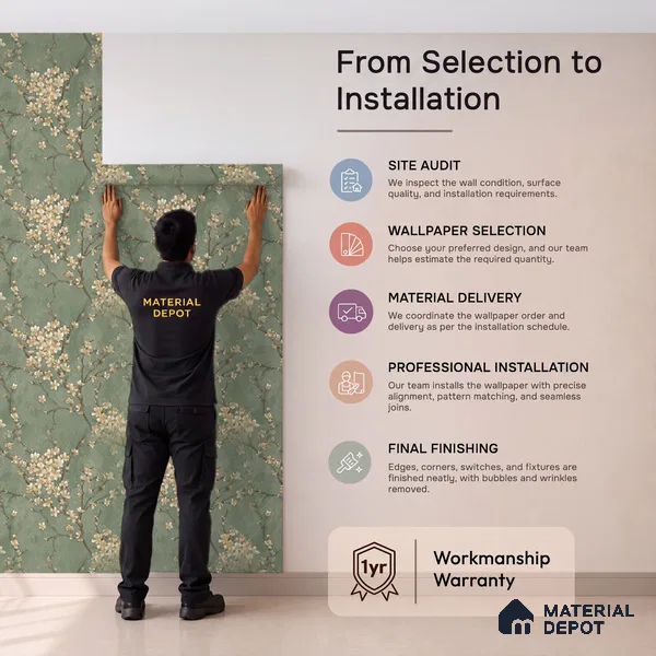 WK150-47 | 10 Meter x 21 Inches Florals Look Wallpaper - 57.41 Sq. Ft. | Minimum 15% wastage during installation