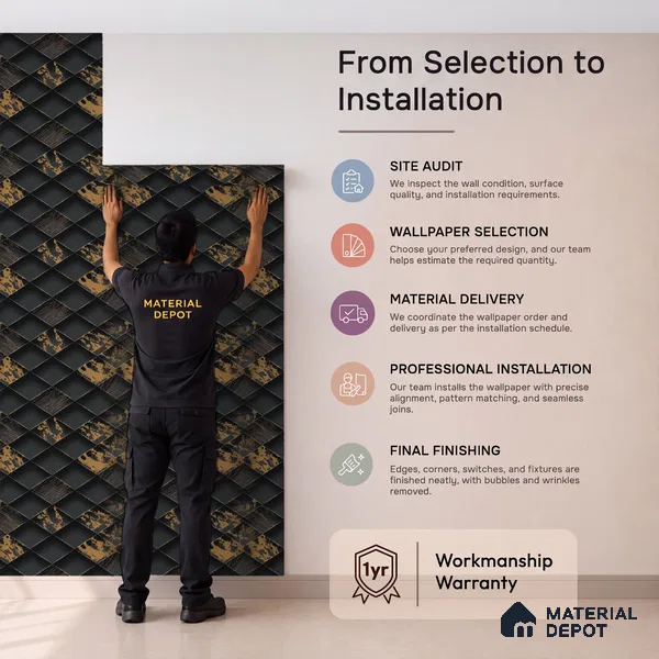 WK150-54 | Black Diamond Quilted Geometric Wallpaper - 10 Meter x 21 Inches, 57.41 Sq. Ft. (Min. 15% Wastage)