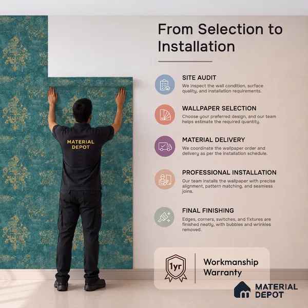 WK150-07 | 10 Meter x 21 Inches Damask Look Wallpaper - 57.41 Sq. Ft. | Minimum 15% wastage during installation
