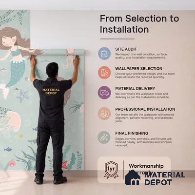 Cute Mermaids Wall Mural for Kids Room Soft Feel (Customised Wallpaper)