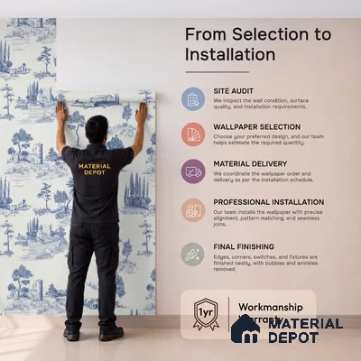 Chic Toile Design 10 Meter x 19.68 Inches Soft Feel Wallpaper - 54 Sq. Ft. | Minimum 15% wastage during installation