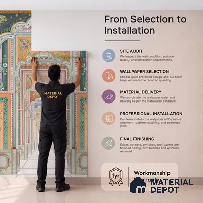 Dilli Darbar, Wallpaper in Suneherii Collection Handmade, Multicolor (Customised Wallpaper)