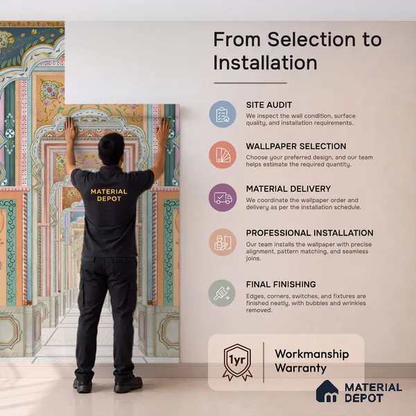 Dilli Darbar, Wallpaper in Suneherii Collection Handmade, Multicolor (Customised Wallpaper)
