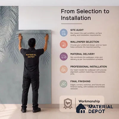 Hanging Tropical Leaves Design Blue Soft Feel (Customised Wallpaper)