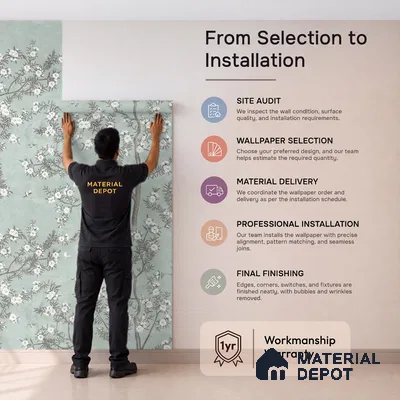 Chinoiserie Pattern for Walls, Light Green Soft Feel (Customised Wallpaper)