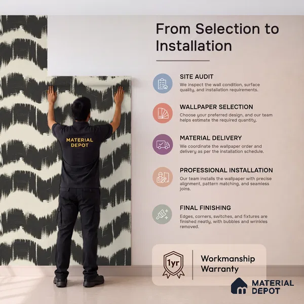 Charcoal Waves Modern Abstract for Walls Soft Feel (Customised Wallpaper)