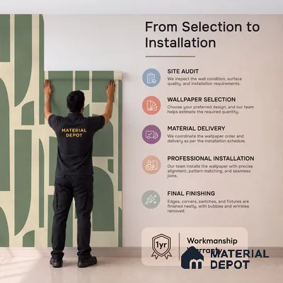 WP 03687 C | Rhythms Abstract Theme Modern Room | Sage Green Geometric Arch Blocks Abstract Look Wallpaper Handmade (Customised Size)