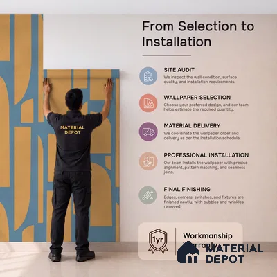 Rhythms Abstract Theme Modern Room , Blue & Yellow Soft Feel (Customised Wallpaper)