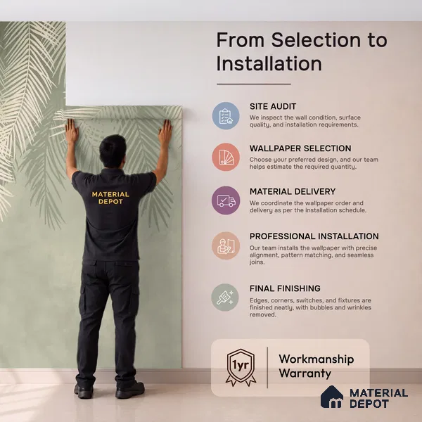 Hanging Tropical Leaves Design Pastel Green Handmade (Customised Wallpaper)