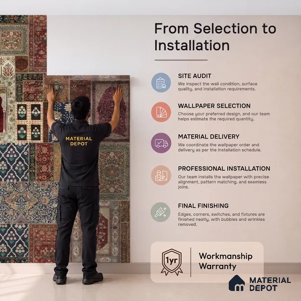 Aalishan Exquisite Indian Carpet Design Handmade Wallpaper for Walls