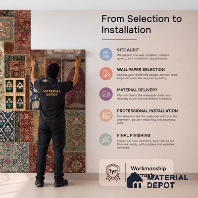 Aalishan Exquisite Indian Carpet Design Sandstone Wallpaper for Walls