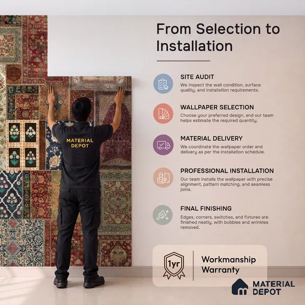 Aalishan Exquisite Indian Carpet Design Sandstone Wallpaper for Walls