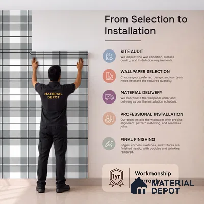 WP 03880 B | Tweed Design Roll in Black | Charcoal & White Tartan Plaid Checked Look Canvas Wallpaper 10 Meter x 19.68 inches - 54 Sq. Ft. | Minimum 15% wastage during installation