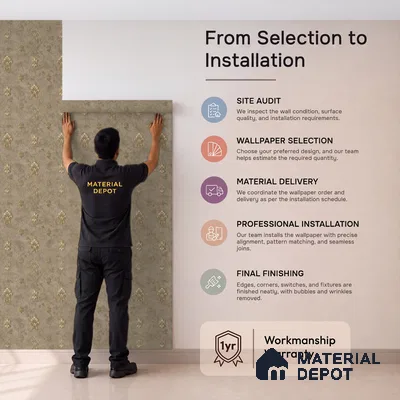 1315 | 10 Meter x 21 Inches Damask Look Wallpaper - 57.41 Sq. Ft. | Minimum 15% wastage during installation