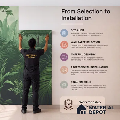 Emerald Green Lush Rainforest Leaves Abstract Serenity Art | WP 03922 Non Woven Matte Finish Tropical Style Premium Customized size Wallpaper | 150 GSM WP01MTF Paper | (MOQ = 30 Sq. Ft.)