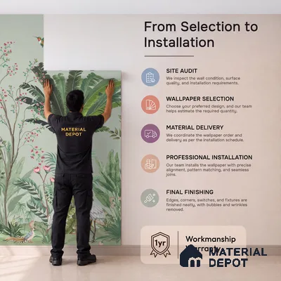 Sage Canopy Exotic Bird Garden Mughal Tropics Chinoserie Mural | WP 03944 B Canvas Texture Finish Chinoiserie Style luxurious Customized size Wallpaper | 250 GSM WP01CNF Paper | (MOQ = 30 Sq. Ft.)