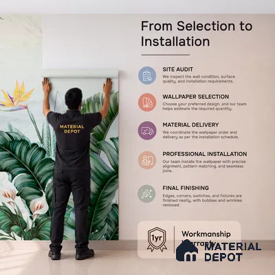Tropical Canopy Birds Paradise Tropical Mist Nature Art | WP 03959 Non Woven Matte Finish Tropical Style Premium Customized size Wallpaper | 150 GSM WP01MTF Paper | (MOQ = 30 Sq. Ft.) | Design change not possible