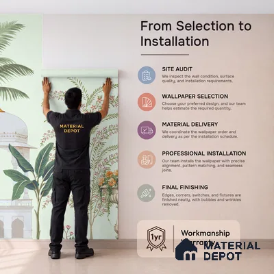Peacock Pavilion Garden Artistic Charm Designer | WP 03968 Non Woven Matte Finish Chinoiserie Style Premium Customized size Wallpaper | 150 GSM WP01MTF Paper | (MOQ = 30 Sq. Ft.)