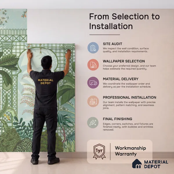 Verdant Lattice Garden Dreamy Artistic | WP 03970 B Canvas Texture Finish Tropical Style luxurious Customized size Wallpaper | 250 GSM WP01CNF Paper | (MOQ = 30 Sq. Ft.)