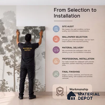 Silent Canopy Mist Tropical Mist Nature Art | WP 03986 Non Woven Matte Finish Tropical Style Premium Customized size Wallpaper | 150 GSM WP01MTF Paper | (MOQ = 30 Sq. Ft.) | Design change not possible
