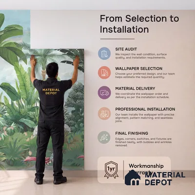 Verdant Aviary Tropical Mist Nature Art | WP 03992 B Canvas Texture Finish Tropical Style luxurious Customized size Wallpaper | 250 GSM WP01CNF Paper | (MOQ = 30 Sq. Ft.)