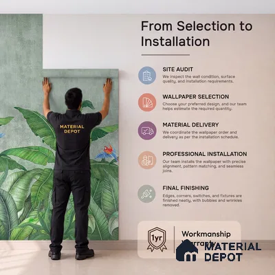Emerald Banana Grove Abstract Nature Art | WP 04014 Non Woven Matte Finish Tropical Style Premium Customized size Wallpaper | 150 GSM WP01MTF Paper | (MOQ = 30 Sq. Ft.)