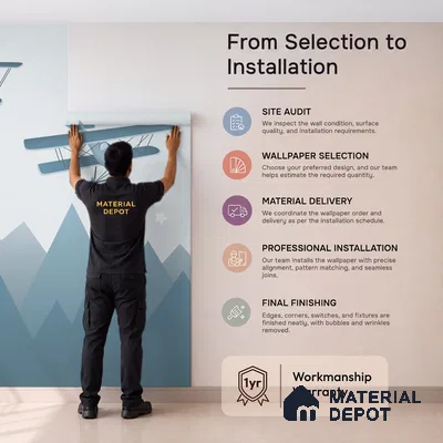 Flying Over the Blue Peaks Vintage Planes | WP 04062 B Non Woven Matte Finish Abstract Style Premium Customized size Wallpaper | 150 GSM WP01MTF Paper | (MOQ = 30 Sq. Ft.)