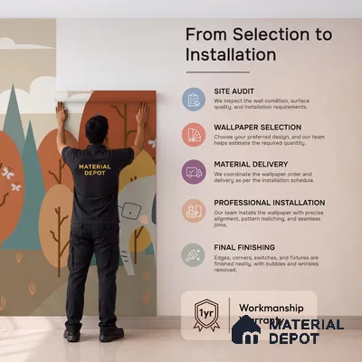 Walk with Gentle Giants Animals Enjoying Nature Scene | WP 04064 B Non Woven Matte Finish Animal Print Style Premium Customized size Wallpaper | 150 GSM WP01MTF Paper | (MOQ = 30 Sq. Ft.)
