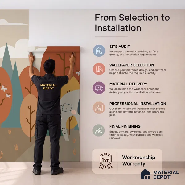 Walk with Gentle Giants Animals Enjoying Nature Scene | WP 04064 B Non Woven Matte Finish Animal Print Style Premium Customized size Wallpaper | 150 GSM WP01MTF Paper | (MOQ = 30 Sq. Ft.)