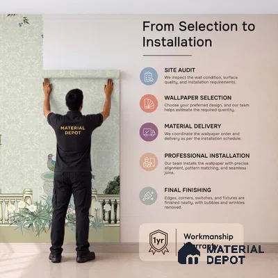 Peacocks of the Royal Garden Pattern | WP 04187 Non Woven Matte Finish Indian Style Premium Customized size Wallpaper | 150 GSM WP01MTF Paper | (MOQ = 30 Sq. Ft.)