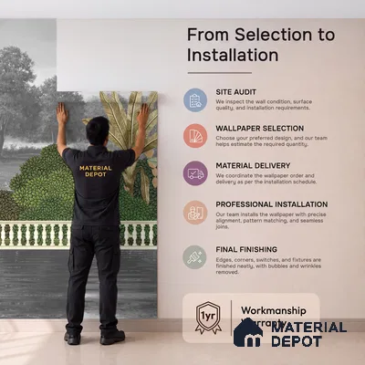 Reflections of the Palace Vedic | WP 04197 Non Woven Matte Finish Indian Style Premium Customized size Wallpaper | 150 GSM WP01MTF Paper | (MOQ = 30 Sq. Ft.) | Design change not possible