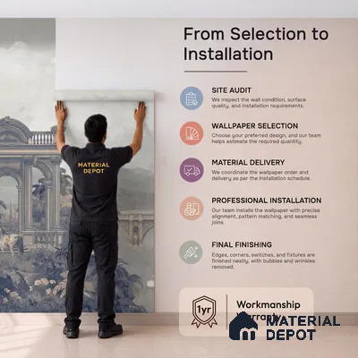 Majestic Foliage Epoch Customised Wallpaper Blue & Sepia