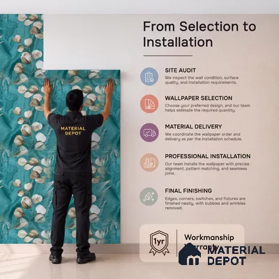 MH 237 | Teal Eucalyptus Marble Floral Wallpaper - 10 Meter x 21 Inches, 57.37 Sq. Ft.