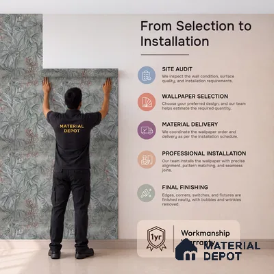 MH 286 | Charcoal Bamboo Blossom Floral Wallpaper - 10 Meter x 21 Inches, 57.37 Sq. Ft.