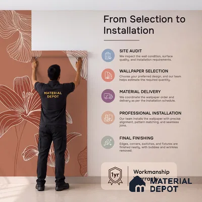 Sienna Garden Abstract Handmade Customised Wallpaper for Rooms