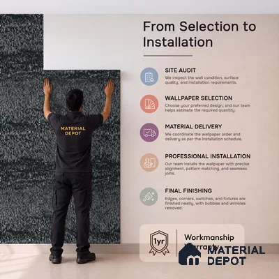 2017-3 | Charcoal Layered Slate Textured Wallpaper - 5 Meter x 42 Inches, 57 Sq. Ft.