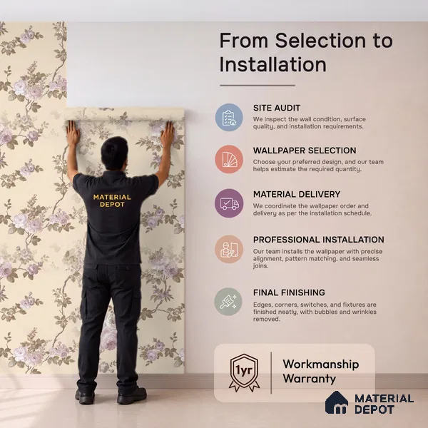 74054-2 | 5 Meter x 42 Inches Florals Look Wallpaper - 57 Sq. Ft. | Minimum 15% wastage during installation