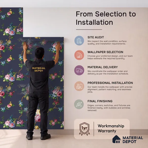 74054-4 | 5 Meter x 42 Inches Florals Look Wallpaper - 57 Sq. Ft. | Minimum 15% wastage during installation