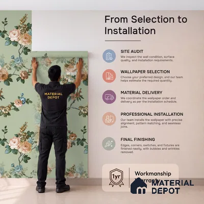 74054-3 | Green Rose Vine Floral Wallpaper - 5 Meter x 42 Inches, 57 Sq. Ft. (Min. 15% Wastage)