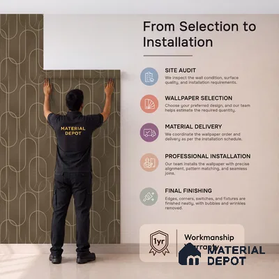 M9-4 | Chestnut Brown Ribbon Loop Patterned Wallpaper - 10 Meter x 21 Inches, 57.37 Sq. Ft. (Min. 15% Wastage)