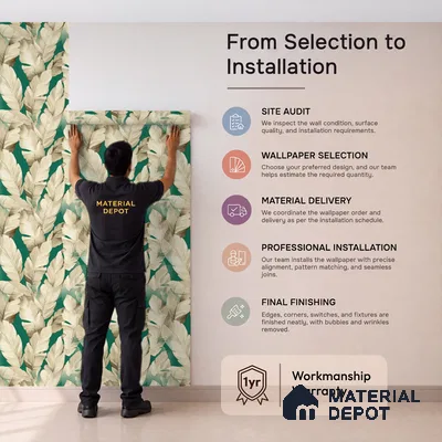 1365 | Emerald Banana Leaves Floral Wallpaper - 10 Meter x 21 Inches, 57.41 Sq. Ft. (Min. 15% Wastage)